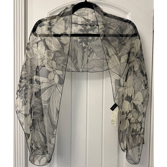 New Dana Herbert 100% Silk Scarf Handmade in Oregon 13”x58” Black and White - Picture 2 of 3